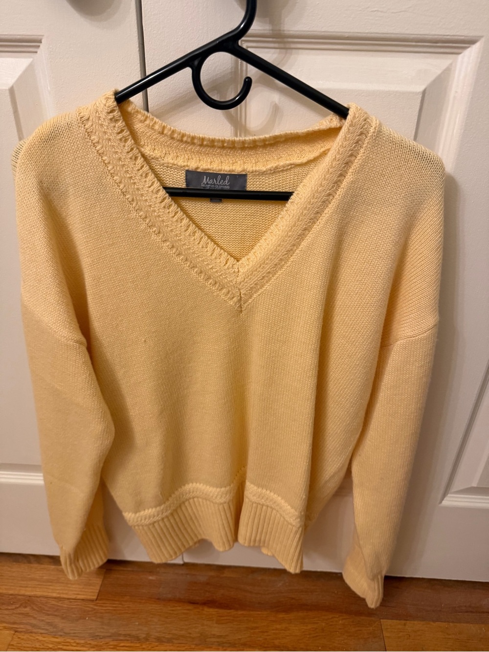 Marled Soft V-Neck Sweater in Light Yellow